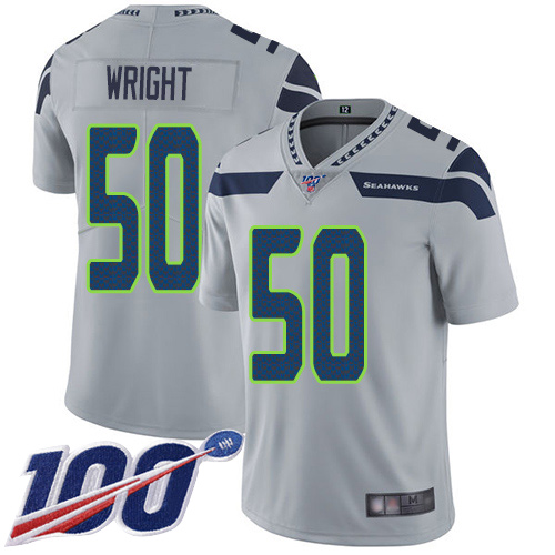 Seattle Seahawks Limited Grey Men K.J. Wright Alternate Jersey NFL Football 50 100th Season Vapor Untouchable